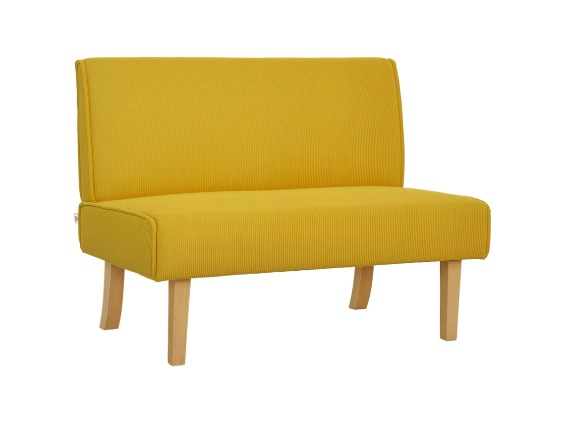 Sofá de 2 lugares, com cobertura de veludo cotelê, amarelo | S/MARCA