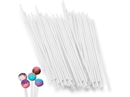 Pacote Com 100 Palitos (brancos) Para Pirulitos E Cake Pops, De Papel Doces, Bolos Balas.