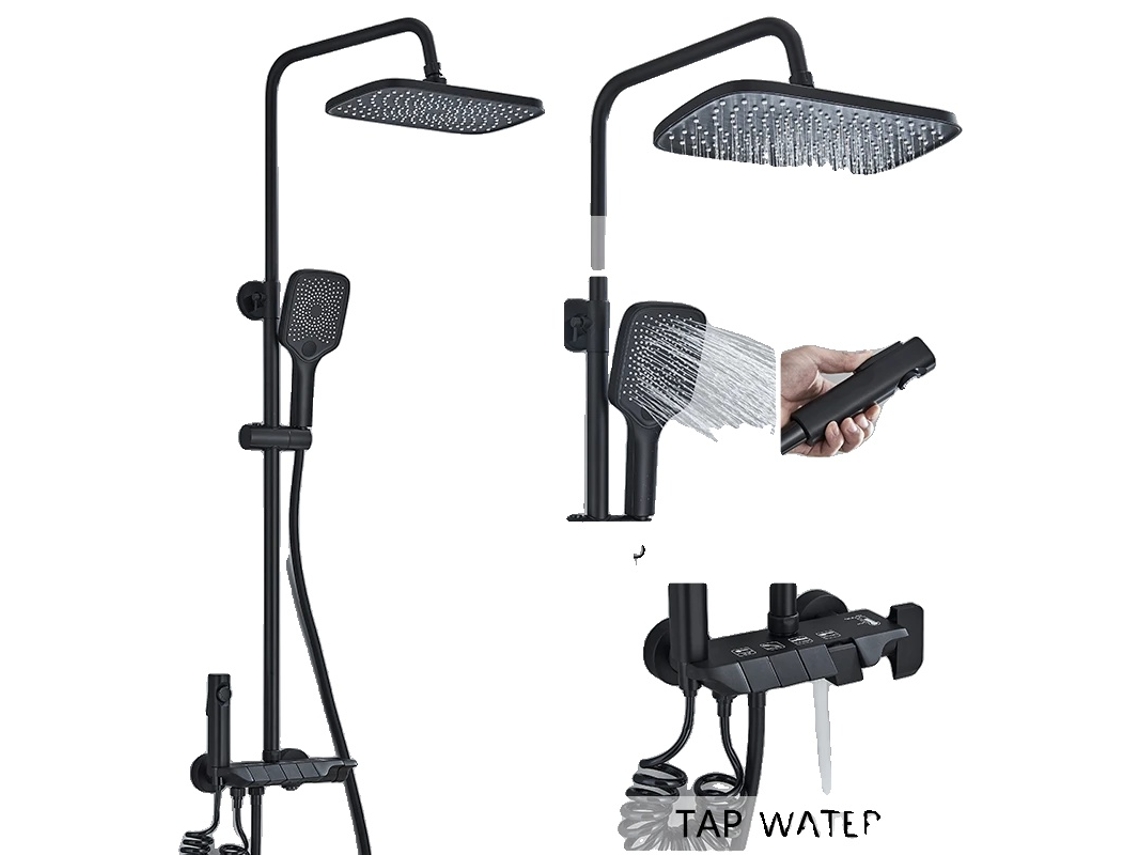 Conjunto De Torneira Para Chuveiro, Jato Superior, Chuveiro Manual, Bidê, Preto Sem Display Oem