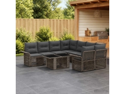 Vidaxl Conjunto De Sofá De Jardim 9 Unid. Cinza E Cinza Escuro Vime Pe