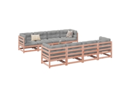 Vidaxl 9 Pcs Conjunto Sofás Jardim Madeira Abeto-de-douglas