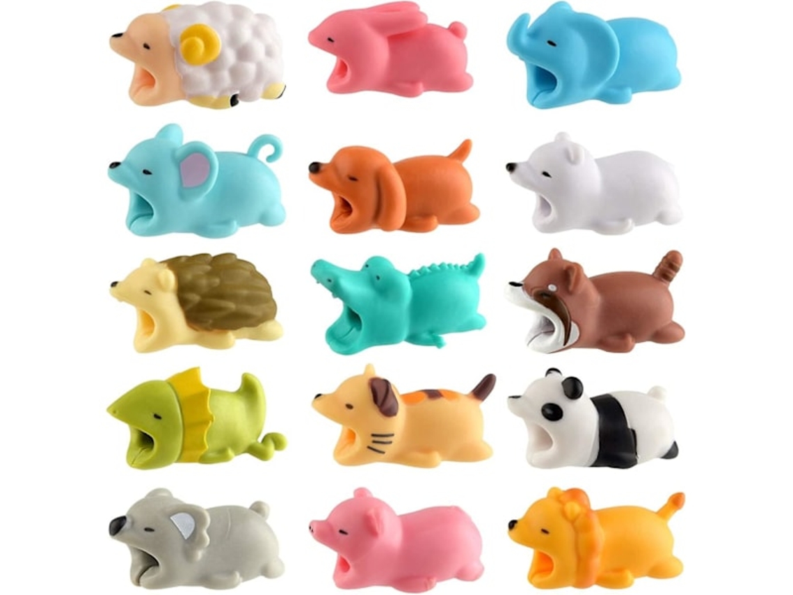 15 Unidades de Protetores de Cabo com Animais Fofos, Ideais para Proteger Cabos de Carregamento Usb AQUAFORGE