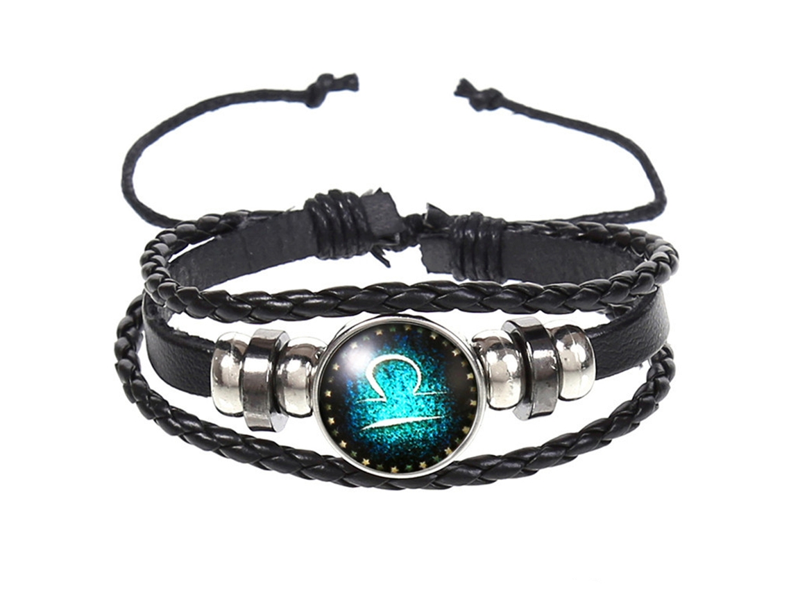 Pulseira De Couro Com Tecelagem Luminosa E Céu Estrelado Retro