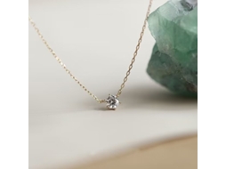 Pingente em Prata de Lei 925 , Colar Versátil com Diamante Único e Seis Garras, Estilo Luxuoso e Sofisticado. MDUG (dourado)
