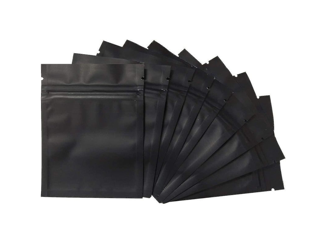 2026 bolsas a Prueba de Olor Mylar Resellables de Aluminio Plano Mate Negro para Almacenamiento de Alimentos