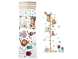 Adesivo de parede infantil Baok com régua de crescimento, elefante e leão fofos, em vinil, para decoração de quarto de bebê.