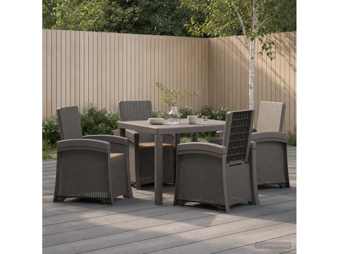 Vidaxl Conjunto De Jantar Para Jardim 5 Unid. Cinza Claro E Taupe Pp