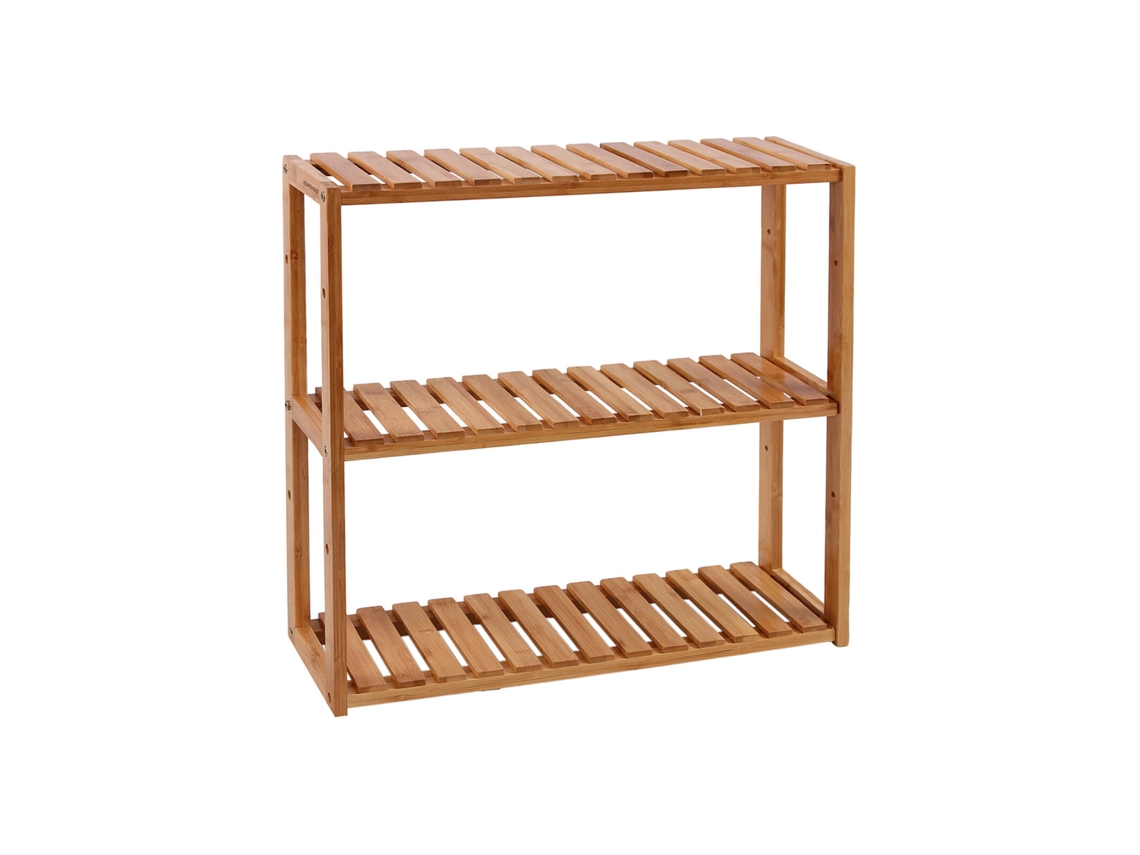 Estantería De Bambú 3 Niveles Ajustable Para Baño Y Cocina 60x54 Cm Calidad - Natural