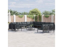 Vidaxl Conjunto De Sofá De Jardim 14 Unid. Preto Aço