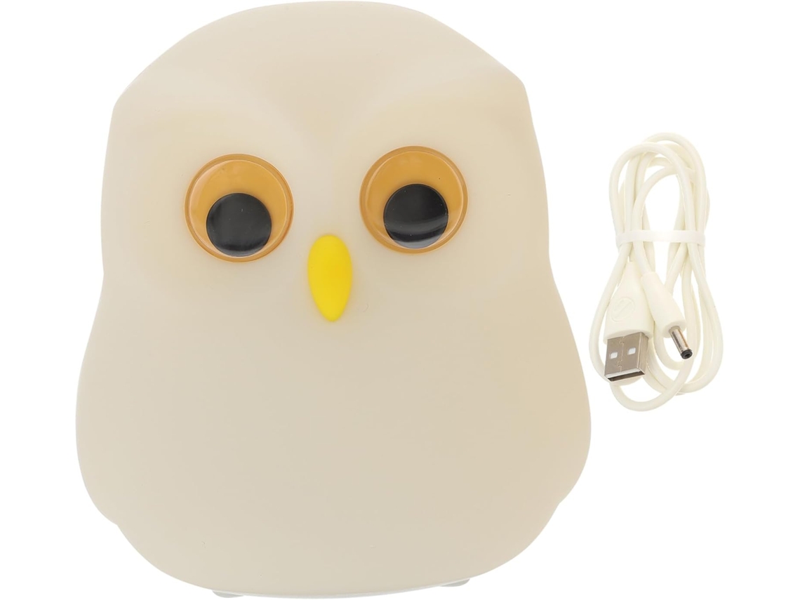 Luminária Noturna Coruja De Silicone Branca Yardenfun Para Quartos