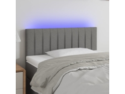 Vidaxl Cabeceira De Cama C/luzes Led Tecido 100x5x78/88cm Cinza-escuro
