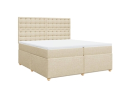 Cama com Molas/colchão 200x200 Cm Tecido Cor Creme MAISON EXCLUSIVE