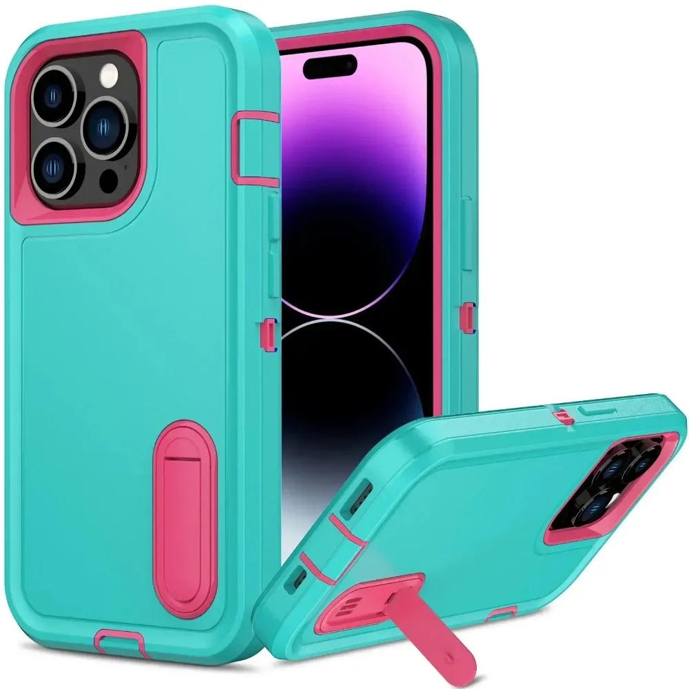 (verde Menta, Iphone 15 Pro) Capa Protetora 3 Em 1 Com Suporte, Capa Protetora De Tpu Resistente A Impactos De Nível Militar