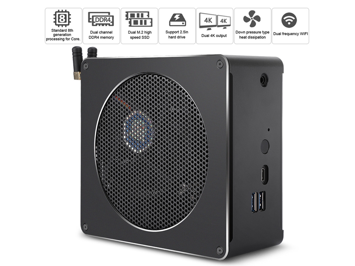 Mini PC (processador Intel i5 8300h, SSD de 256 GB)