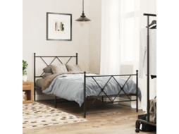 Vidaxl Estrutura De Cama Com Cabeceira E Pés 90x190 Cm Metal Preto