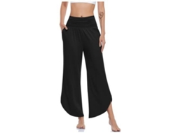 2026 pantalones de Yoga de Pierna Ancha para Mujer de Cadera Alta Confortables Con Bolsillos XL Negro