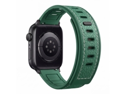 Pulseira de silicone texturizada verde militar com data magnética para Apple Watch 38, 40 e 41 mm, S10, S11 e 42 mm, Huawei GT6.