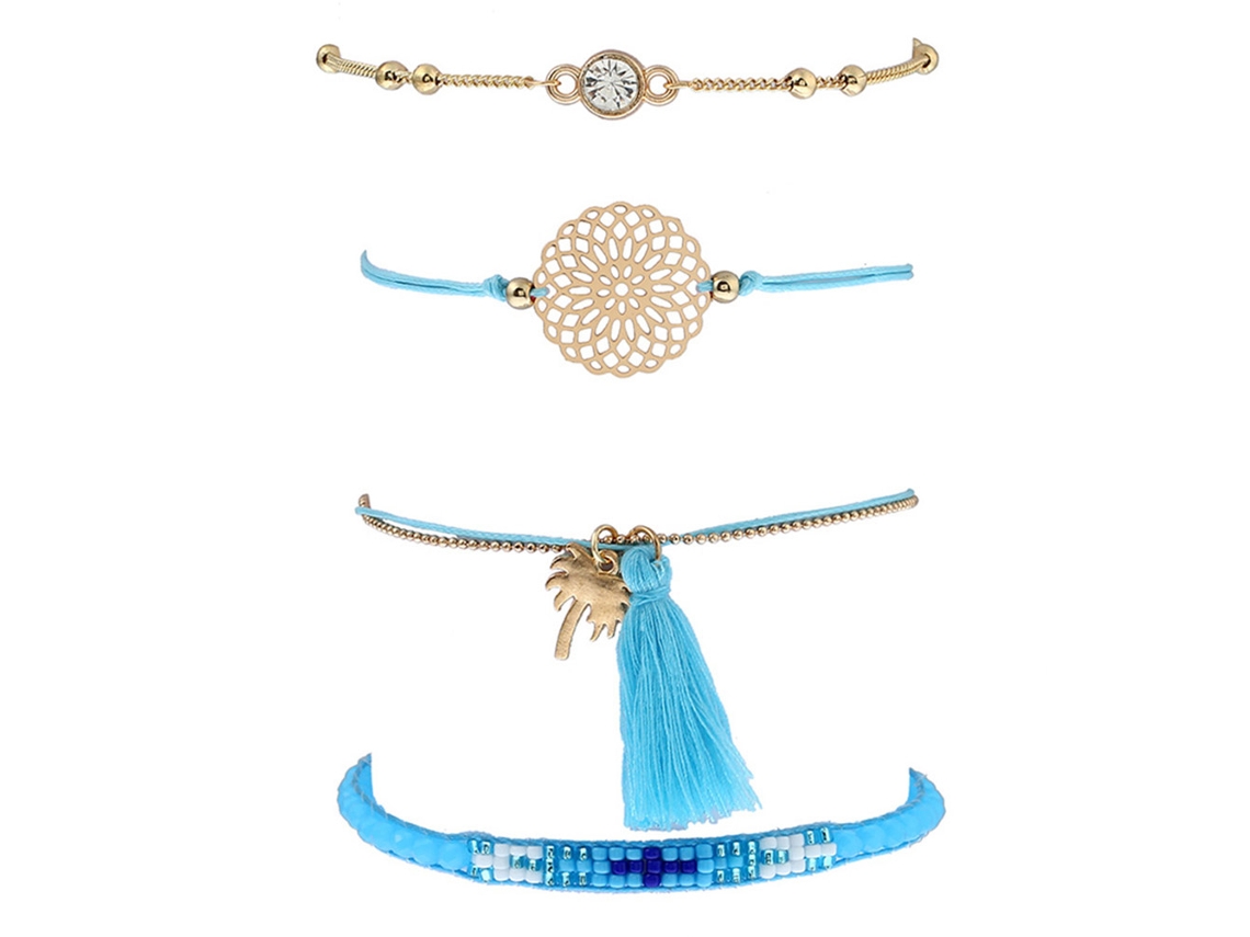Pulseira De Contas Vintage Trançada Com Lasca