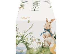 Caminho De Mesa De Páscoa Com Desenho De Coelho E Flor, Comprimento 183 Cm