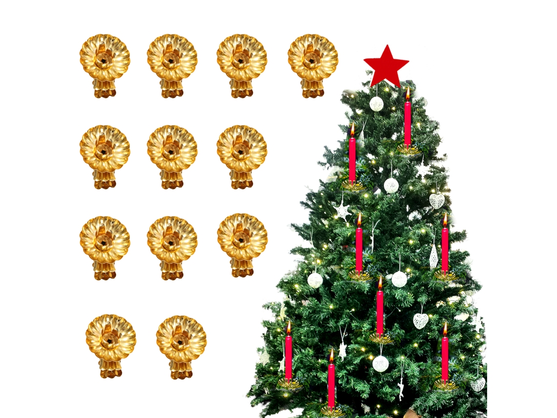 Laxiscreed Clips De Metal Para Velas De Natal, Pack Com 12 Peças Douradas De Alta Qualidade