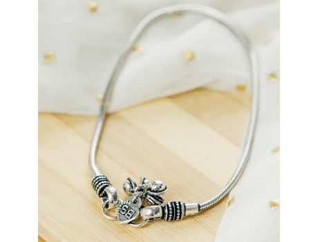 Pulseira de Tornozelo THE COLOURFUL AURA Oxidised German Silver Snake Simple Summer Indie Boho Indian Chain