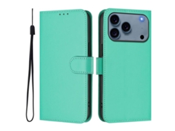 Capa De Couro Sintético Para Iphone 17 Pro - Toque Suave - Cor Sólida - Com Cordão