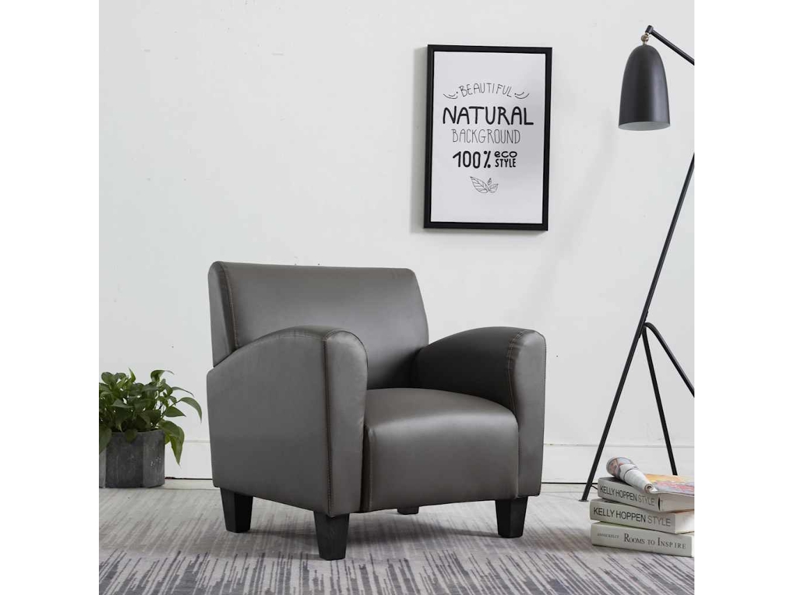 Vidaxl Poltrona Em Couro Artificial Cinzento