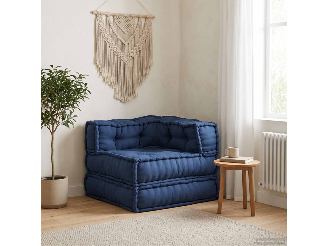 Vidaxl Unidade De Sofá Modular Tecido Índigo 70 X 70 X 56 Cm