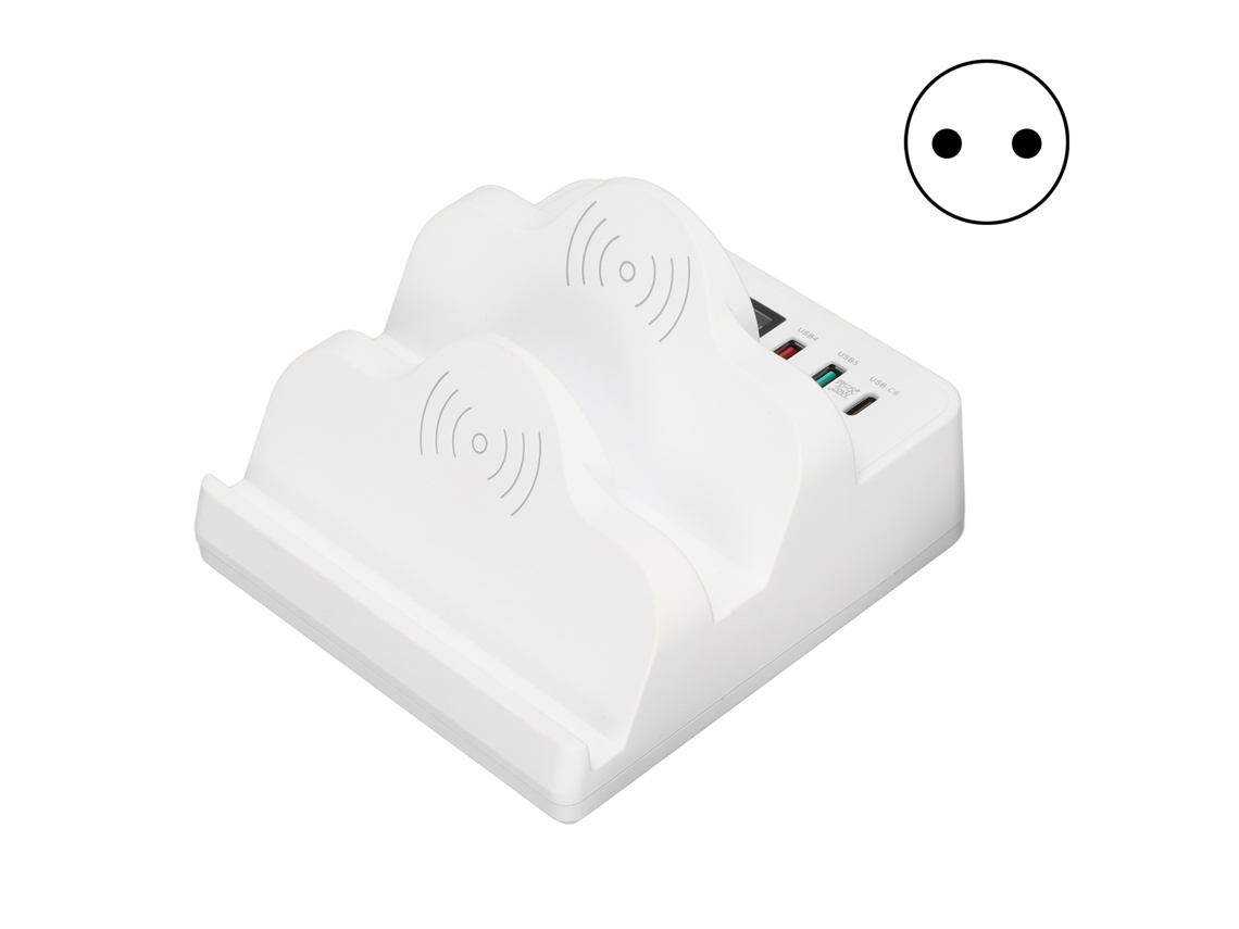 Base de Carga Sem Fio Hub USB com 6 Portas QC 3.0, USB-C, Tela LCD, para Múltiplos Dispositivos com Marca