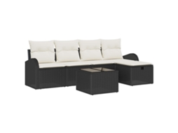 Vidaxl Conjunto De Sofás 6 Unid. Preto E Creme Vime Pe
