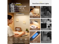 Luz De Parede Sem Fio Baseus Regulável Touch Recarregável
