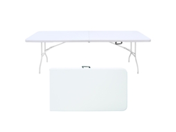 Mesa plegable portátil y resistente con capacidad de carga de 135 kg (blanca).