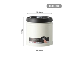 Caixa Térmica para Armazenamento de Café a Vácuo, Tipo Filtro de Pressão, Feita de Aço Inoxidável 304. MDUG (branca, 1600ml)