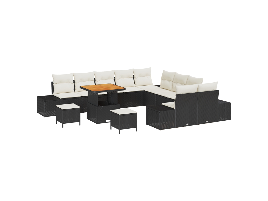 Conjunto 13 Móveis De Jardim Vidaxl Preto Vime Pe (349 X 289 X 85 Cm)