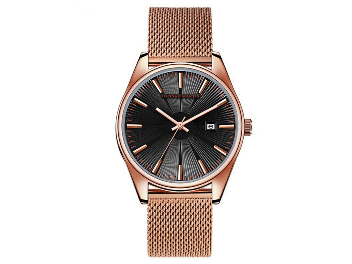 Relógio de pulso masculino com pulseira de malha de aço inoxidável e movimento de quartzo (KY15-H-WFF)