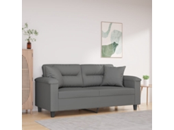 Vidaxl Sofá 2 Lugares C/ Almofadas 140 Cm Microfibra Cinzento-escuro