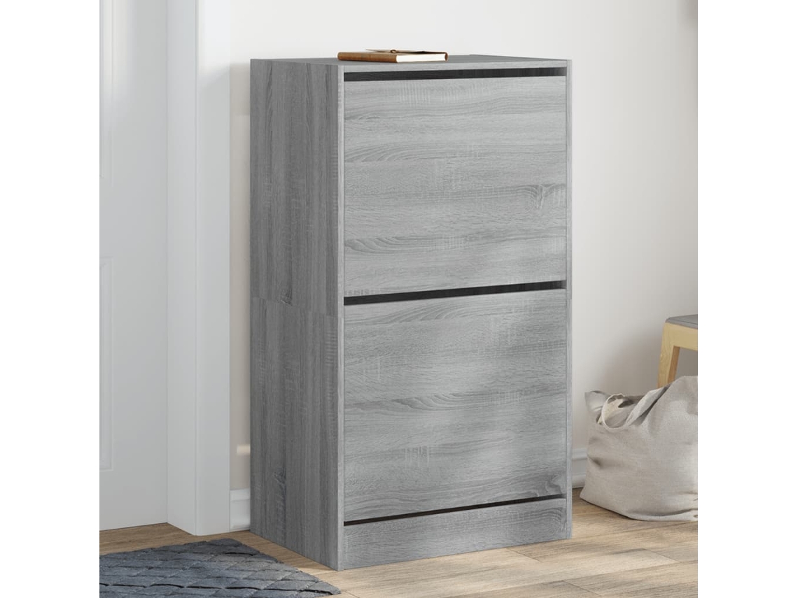 Vidaxl Sapateira C/ 2 Gavetas Articuladas 60x42x108 Cm Cinzento Sonoma