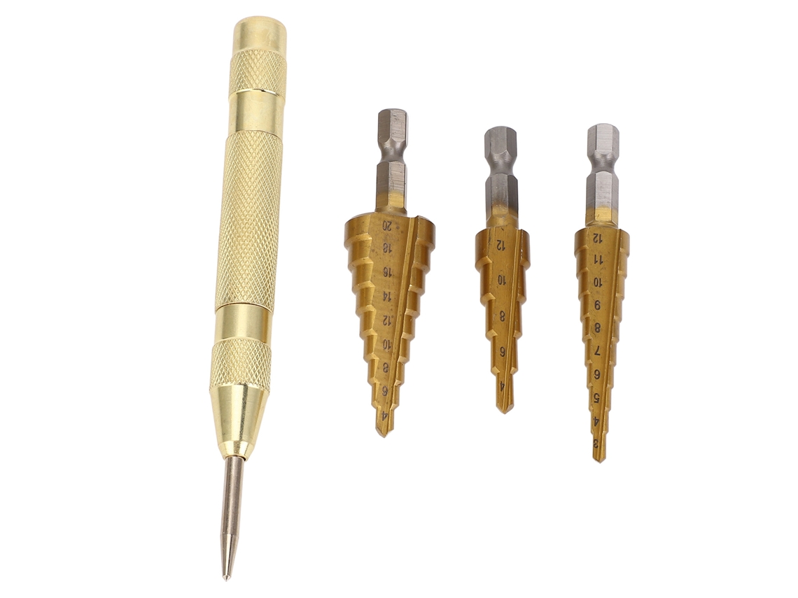 Conjunto de Brocas Escalonadas HSS Liga de Titânio com Design de Duplo Canal para Madeira Metal e Aço S/MARCA