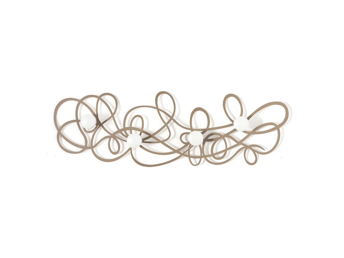 Cabide De Parede Em Ferro Bege Doodle 77x25 Cm Com Puxadores Design Moderno Com Linhas Entrelaadas Montagem Na Parede Fabricado Na Itlia Arti Mestieri