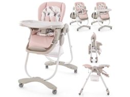 Cadeira Alta Dobrável para Bebê: Ajustável com Rodas Rosa NORTHIX