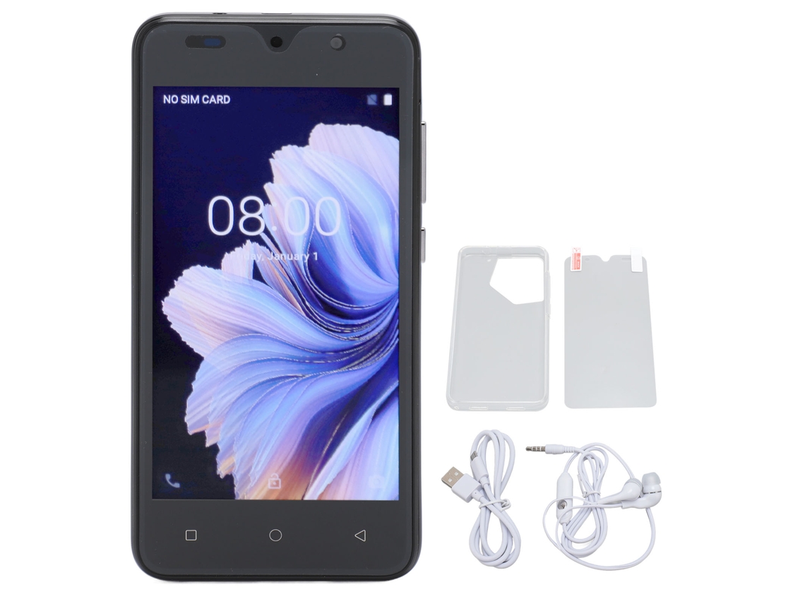 Smartphone Ultra Fino Com Tela Hd 5.0 Polegadas, Android 12, Reconhecimento Facial E Câmeras 8mp Preto