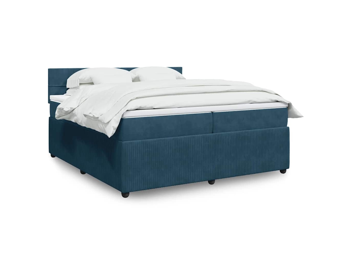 Vidaxl Cama Com Molas/colchão 200x200 Cm Veludo Azul
