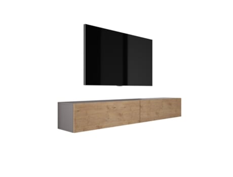 Unidade de Tv Suspensa na Parede D: L : 2 X 100 Cm A: 34 Cm P : 32 Cm. Móvel Tv Móvel Tv de Parede Mesa Tv Móvel Tv Antracite/Chêne Lancelot 3XELIVING