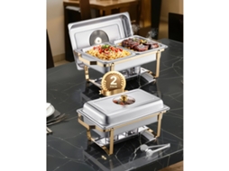 Conjunto De Rechauds Dourados Em Aço Inox Para Buffet E Eventos Tekmaquinas