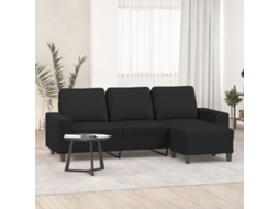 Sofá De 3 Lugares | Sofá Da Sala | Sofá De Relaxamento Com Apoio De Pés 180 Cm Tecido Preto Wsd684529 Lovely Home