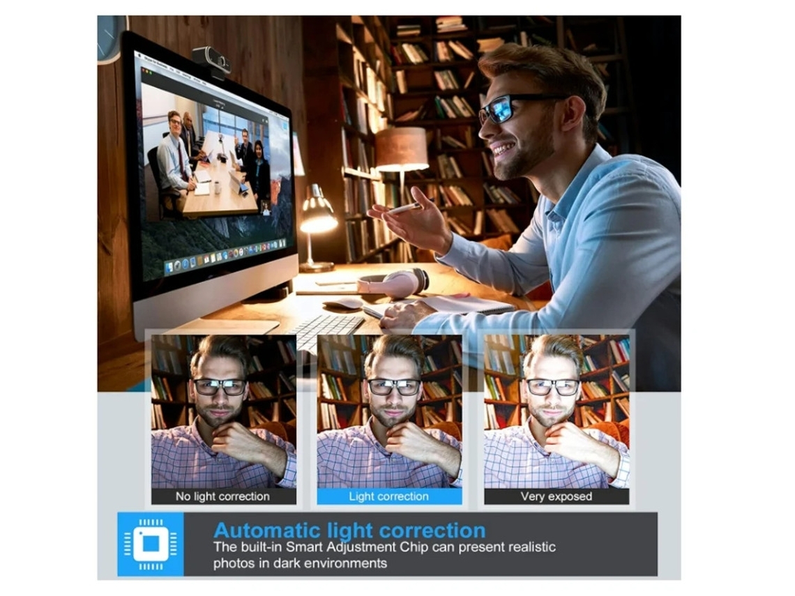 Webcam C60 Com Microfone, Foco Automático 1080p Para Desktop E Laptop, Preta