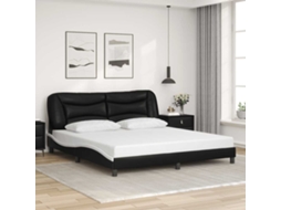 Vidaxl Estrutura De Cama Sem Colchão Hvar Couro Artificial Preto E Branco