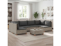 Vidaxl 7 Unid. Conjunto De Lounge De Rattan Com Almofadas Gendt