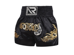 Calção De Boxe Antifricção Para Muay Thai E Kickboxing, Banmo Perfet, Preto. Brilvibera