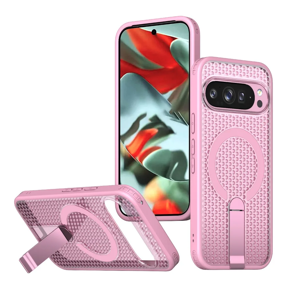 (rosa, Pixel 10 Pro) Capa Antichoque Com Suporte Magnético, Dissipação De Calor E Ventilação Em Malha Compatível Com Carregamento Sem Fio